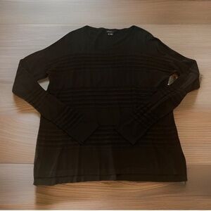 Theory Women’s Black Sheer Striped Tunic L Minimalist Quiet Luxury Capsule Class